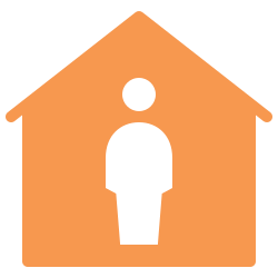 Cartoon person in house