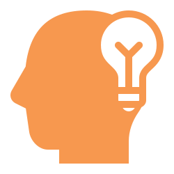 Cartoon head with light bulb